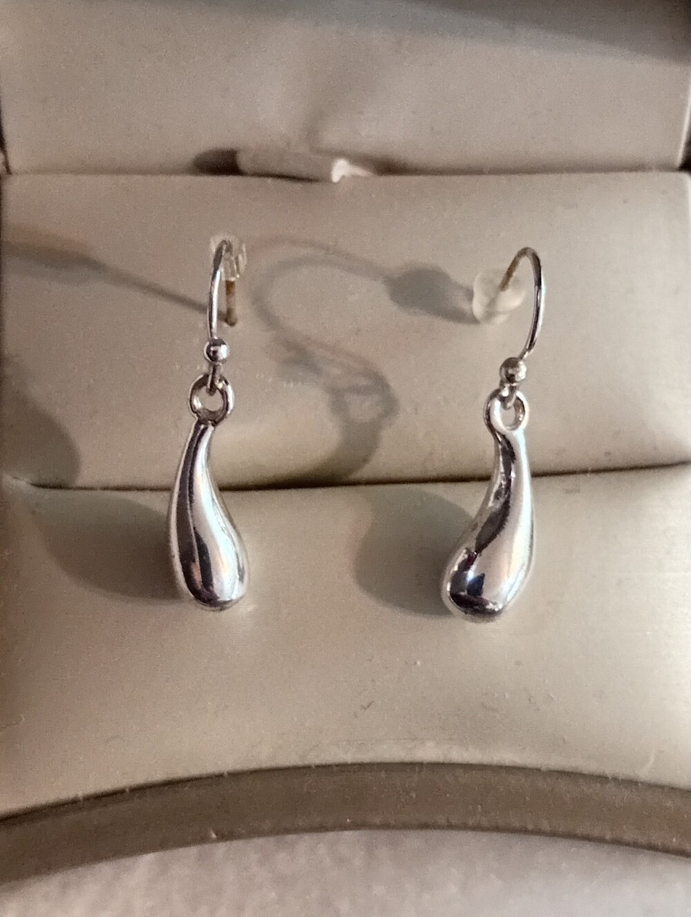 Silver Toned Teardrop Dangle Earrings
